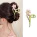 Flower Hair Clip Metal Gold Hair Claw Clip Pink Lily Floral Hair Barrettes Large Hair Clamps Non-slip Strong Hold Hair Clips Cute Flower Hair Accessories Fashion Hair Jaw Clips for Thick Thinner Hair