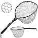 PLUSINNO Fly Fishing Net Fish Landing Net, Trout Bass Net Soft Rubber Mesh Catch and Release Net 16" x 13" Hoop Size (28"Extend Length)