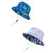 LANGZHEN Beach Sun Protection Hat for Baby Girls Adjustable Toddler Kids Hat Wide Brim Summer Play Hat with Chin Strap Whale+Blue Fish 1-2 Years