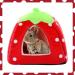 Kuoser Small Animal Winter House | Non-Slip Strawberry Hedgehog Bed | Removable Pad | Guinea Pig, Hamster, Chinchilla, Ferret, Rabbit House - Buy Online on SooperMarket.com