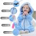 TMEOG Baby Rompers: Animal Print Zipper Hooded Jumpsuit, Unisex 12-18 Months, Blue Star - Buy Online on SooperMarket.com