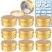 Zeoabsy 10 pieces 150ml gold aluminum empty jar round aluminum doses with screw lid cream box screw box aludose tins for cosmetics candle ointments 5x spatula 1x etiquette gold 150ml