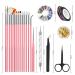 Canvalite Nail Art Brush Set - 5 Pc Gel Nail Decoration Tools Dotted Pen Rhinestones & Gold Leaf for Salon & Home Use - Buy Online on SooperMarket.com