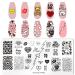 RUNRAYAY Love Style Nail Art Stamping Template Heart Lip Word Bear Image Nail Plates Nail Supplies 1Pc Mix Pattern Vintage Nail Templates for Printing Stencil Tools