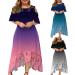 Plus Size Summer Dress for Women - Gradient Print, Lace Detail, Short Sleeve, Loose Fit - 3X-Large Purple - Buy Online on SooperMarket.com
