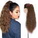24" Corn Wave Ponytail Extension Claw Clip on Ponytails Wavy Curly Hair Extensions Jaw Pony Tail Hairpiece Light Brown 24inch (Pack of 1) Yaki-Light Brown