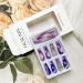 24Pcs Purple Rhinestone Long Coffin Press on Nails - Full Cover Acrylic Matte Artificial Luxury Nails for Women and Girls - Buy Online on SooperMarket.com
