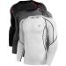 NELEUS Men's 3 Pack Dry Fit Long Sleeve Compression Shirts Workout Running Shirts Large 5030 Black (Red Stripe)/Grey/White 3 Pack
