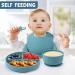 Baby Feeding Set: Silicone Bib, Suction Bowl, Spoon, Fork - Grey | Toddler Utensils for Baby Led Weaning (6 Months+) - Buy Online on SooperMarket.com