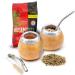 Balibetov Set with 2 Yerba Mate Gourd and 1 pack with 100g Yerba Mate - Yerba Mate Cup Argentina - 2 Mate Cups 2 Bombilla 1 cleaning brush 1 loose yerba mate bag (natural)