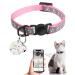 Reflecting cat neck kitten collar with bell and safety buckle including QR code for girls or boys cats and kittens waterproof comfortable adjustable (pink)