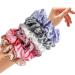 6-Piece Oversized Satin Hair Tie Set - Soft Silk Elastic Ponytail Holders for Girls in Champagne White Silver Gray Light Pink Bean Red Light Blue - Buy Online on SooperMarket.com
