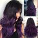 Tseses Long Ombre Purple Curly Wavy Synthetic Wig for Women - Dark Roots Hair Cosplay Halloween Party Daily Full Wig - Buy Online on SooperMarket.com