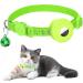 Airtag cat neck band integrated cat collar Airtag with Airtag holder and bell reflective cat neck tape with a stoppable safety buckle for kitten puppies (green)