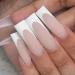 24PCS Long French False Nails Square - Matte Nude White Full Cover Press on Nails for Women Girls - Jelly Glue Included - Buy Online on SooperMarket.com