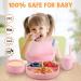 Baby Feeding Set - Silicone Bib, Suction Divided Bowl, Spoon & Fork - Toddler Utensils - Pink (6 Months) | Baby Led Weaning Supplies - Buy Online on SooperMarket.com
