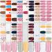 16 Sheets Nail Polish Stickers Full Nail Wraps Glitter Purple Silver Flowers Self-Adhesive Nail Polish Self-Adhesive Nail Stickers Nail Decals for Women Girls Glitter Pink