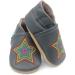 Dotty Fish Soft Leather Baby Shoes | Non-Slip Suede Soles | Toddler Boys 2-3 Years | Grey Rainbow Star Design - Buy Online on SooperMarket.com
