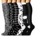 Blongw compression stockings for men 6 pairs of knee socks Support stockings compression socks for sports flight running travel cycling A4-Assorted 04 L-XL