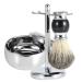Professional Mens Shaving Kit: Faux Badger Hair Brush Alloy Soap Bowl & Stand Holder - Perfect for a Luxurious Grooming Experience - Buy Online on SooperMarket.com