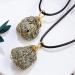 Pyrite Crystal Pendant - Natural Gold Wire Wrapped Raw Pyrite Necklace for Men Handmade Healing Gemstone Pendant Necklace with Black Macrame Cord Frifer - Buy Online on SooperMarket.com
