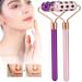 18 Germanium Stones Face Massage Roller | Manual Facial Tool for Fine Lines & Wrinkles Relief - Portable Skin Care Roller (Purple - Buy Online on SooperMarket.com