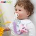 Personalized Pacifier Clip with Name - Ausbay Paci Holder for Boys and Girls - Cotton Fabric Leash for Pacifiers - Black Elephant Pattern - Buy Online on SooperMarket.com