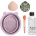 Makeup Brush Cleaner Kit 5 Pieces Textured Multifunctional Residue Removal Purple Makeup Brush Scrubber with Cosmetic Brush for Daily Use - Buy Online on SooperMarket.com