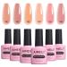 AIMEILI 8 in 1 Builder Base Sheer Color Gel Set No Need Slip Solution Builder Extension Soak Off UV LED Nude Gel Polish Multicolour Of 6pcs X 10ml - Gift Kit 38 6-38 1.67 ml (Pack of 6)