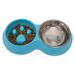 Fur & Bone Double Slow Feeder Dog Bowl | Raised Dog Bowl with Non-Slip Bottom | Cat Food Bowl Dog Bowls | Dog Water Bowl Cat Bowls Stainless Steel Bowl | Detachable Raised Cat Bowl (Blue)