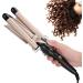 Electric Hair Waver Fast Heating 3 Barrel Curling Iron Wand Adjustable Hair Curler Waver Crimper Hair Styling Tool Hair Curling Wand (Gold 22mm) - Buy Online on SooperMarket.com