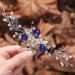 YBSHIN Blue Rhinestone Hair Comb Wedding Hair Accessories for Brides Silver Headpieces Bridal Hair Accessories for Women Decorative Hair Combs (Style 1-Blue Crystal)