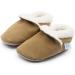 Dotty Fish Suede Baby Slippers | Warm Fleece Lined Infant Toddler Shoes | Non-Slip Soft Sole for Boys Girls | Tan, 0-6 Months to 5-6 Years - Buy Online on SooperMarket.com