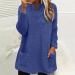 AMhomely Women's Double Fleece Hooded Jumper - Plus Size Soft Teddy Fleece Casual Hoodie with Pocket, V Neck Sweatshirt - Winter Lounge Wear - Dark Blue, Size M - Buy Online on SooperMarket.com