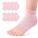 WOOKIT 4 pairs of moisturizing heel socks gel linked open toe for cracked dry heel women men spa foot care socks pink pink (4 Pack)