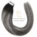 Autumn Deal: LAAVOO 16 Real Hair Tape Extensions - Black Ombre Silver Seamless Skin Weft (50g/20pcs) - Buy Online on SooperMarket.com