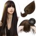 TESS Human Hair Toppers with Fringe Pony Clip in Hair Toppers for Thinning Hair Women Real Hair Mono Base Toupee Hair Topper for Women Human Hair 14 Inch #04 Medium Brown 14 Inch Medium Brown