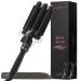 3 Barrel Curling Iron Wand - Triple Hair Waver & Crimper for Beach Waves Set, Ceramic Tourmaline with Adjustable Temperature - Beach Waver, Black