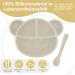 Silicone Baby Suction Plate with Lid, Spoon & Divided Sections - BPA Free & Dishwasher Safe - Toddler Self Feeding Dinnerware Set in White - Buy Online on SooperMarket.com