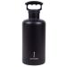 FIFTY-FIFTY Growler, Double Wall Vacuum Insulated Water Bottle, Stainless Steel, 3 Finger Cap w/Standard Top, 64oz/1.9L Black