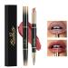 ChaneeHann 2-in-1 Lipstick & Liner Lip Liner and Lipstick Set Double Head Matte Lipstick & Lip Liner Matte Make Up Lip Liners Pencil Waterproof - Shaping Lip Liner Set For Girls (07 Bean Paste)