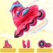 OLYMROLLA Adjustable Inline Skates for Boys Girls Youth - Pink, Medium Unisex Size US 2-4.5 EU 33-36 | Outdoor Roller Blades with PU Wheels and ABEC-7 Bearings - Buy Online on SooperMarket.com
