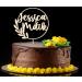 Personalized Wood Cake Topper | Custom Name Engraved Natural Birch Decoration for Weddings & Engagements - 15cm - Buy Online on SooperMarket.com