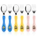 Vicloon Baby Fork and Spoon 6 PCS Toddler Utensils Spoons Forks Tableware Set Toddler Utensils Stainless Steel Baby Forks and Spoons Baby Feeding Cutlery Utensils Weaning Spoons for Kids - Tiger Pink/Blue/Yellow-tiger