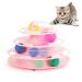 Suhaco Cat Toys for Indoor Cats 4 Level Roller Cats Toy with Four Colorful Moving Balls Interactive Teaser Kitten Toy Pink
