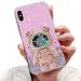 Tivenfezk Nadoli for iPhone XS Max Treibsand B r Astronaut Hidden Stander Shell caricature glitter astronaut stand soft silicone bling mobile phone case transparent protective cover iphone xs max pink