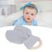Baby Teething Wooden Ring - Bunny Ears Design Bite-Resistant Cotton Gauze Soothing Teether for Babies (Gray) | International Shipping - Buy Online on SooperMarket.com