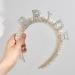 SWEETV Pearl Bride Headband for wedding Bachelorette Party Decorations Bride to Be Headband Handmade Rhinestone Wedding Headband forBridal Pearl Hair Accessories for Women Girls White