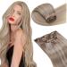 Laavoo clip in real hair Extensions Blond Extensions Real hair clip in blond highlight ashblond 45cm hair extensions real hair clip twice treat 105g 7pcs #18/613 45cm-105g 2.1 #18/613