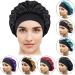 Satin Bonnet 3PCS Silk Hair Bonnet for Women - Black, Leopard, Red - Soft Sleep Cap for Braids, Natural Curly Hair - Satin Sleeping Cap - Buy Online on SooperMarket.com